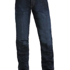 Man wearing the Cinch Silver Label rigid denim jeans, showcasing the modern low rise and versatile slim fit.