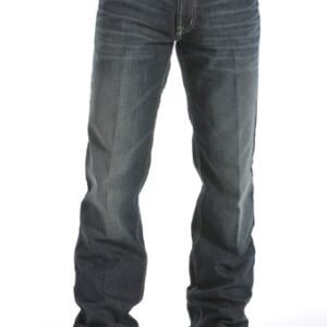 Man wearing the iconic Cinch White Label relaxed fit jeans in a dark stonewash, showcasing authentic western wear.