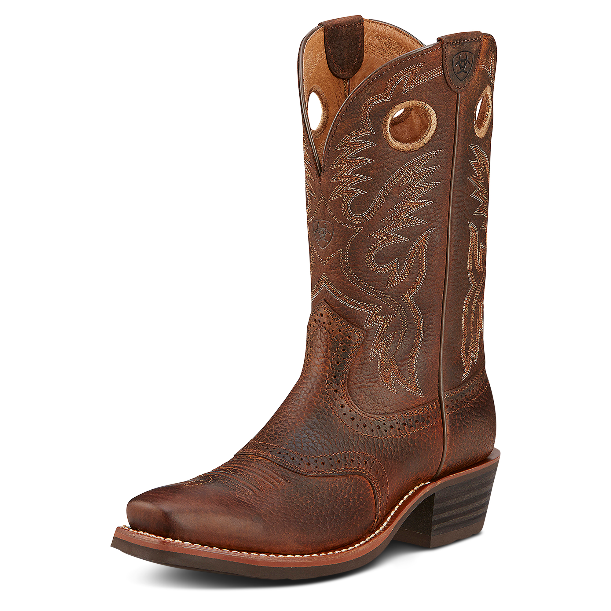 Brown leather Heritage Roughstock cowboy work boots.