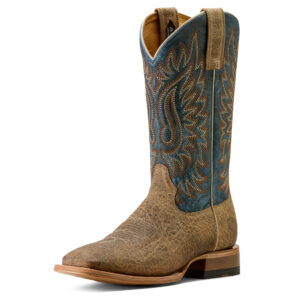 Brown bison leather Gold Point cowboy boots.