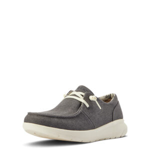 Washed Black Hilo slip-on shoe with white sole and moc toe
