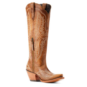 Tall brown Casanova western boots with stitching.