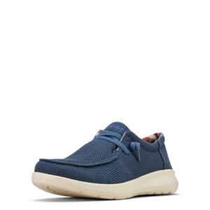 Men's navy blue mesh Hilo slip-on shoe with white sole