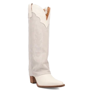 Women's tall leather western boot with cuffed shaft and snip toe