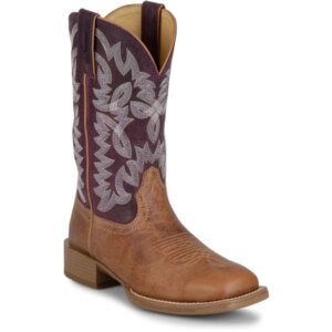 Women's wide square toe western boot with vibrant 11 inch shaft
